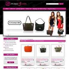 A sample of an ad template for a bags and accessories website showing a brown and black luxury shoulder bag with 2 models